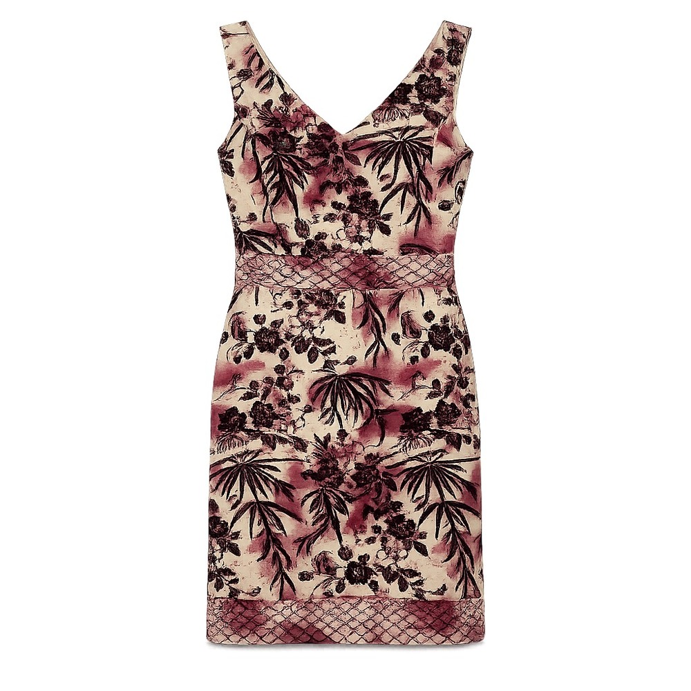 Vintage Parisian Chic Floral Midi Dress Womens Size 8 Artsy Romantic Cottagecore